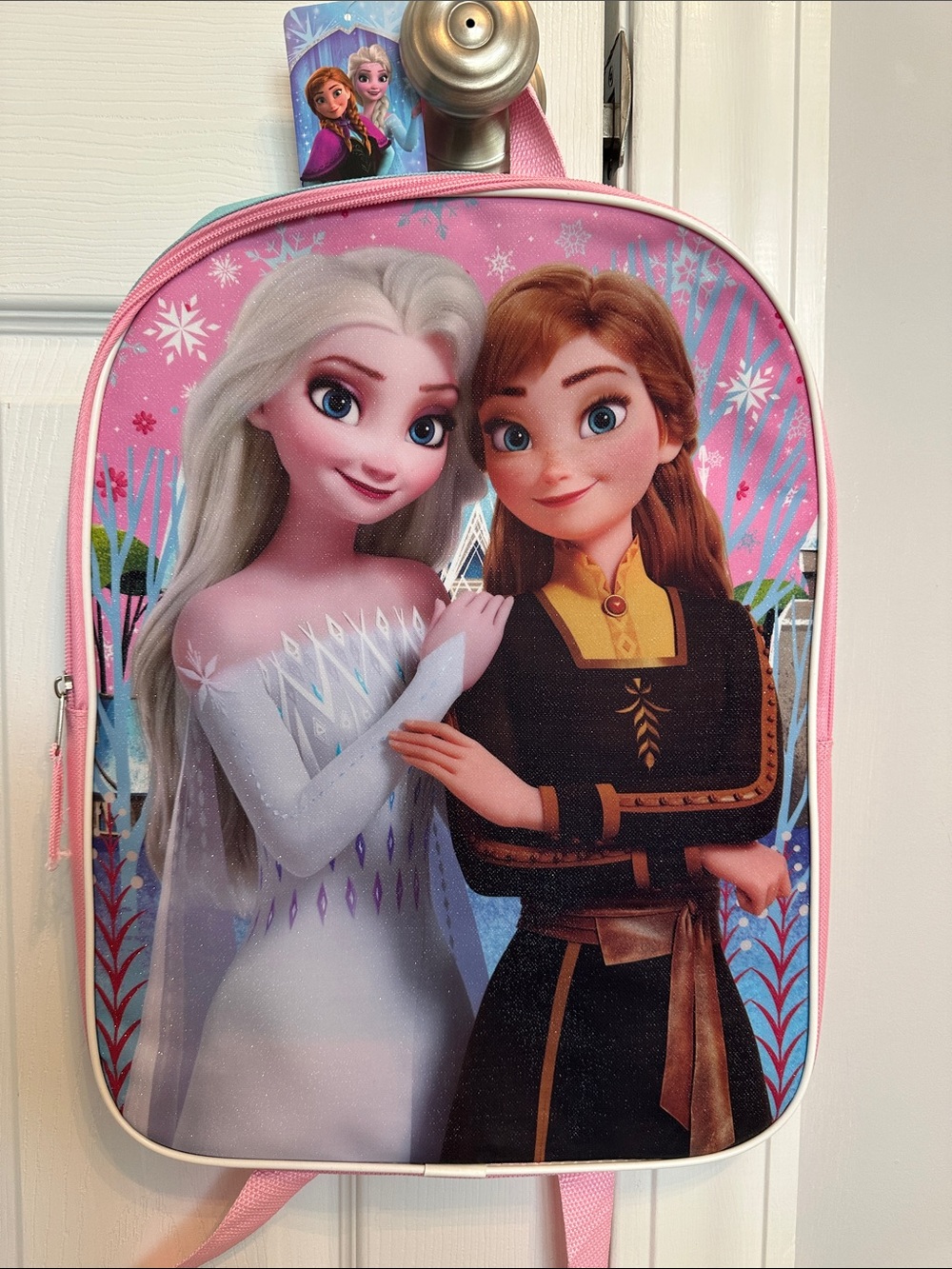 Pink Kids Backpack with Elsa & Anna Frozen Artwork